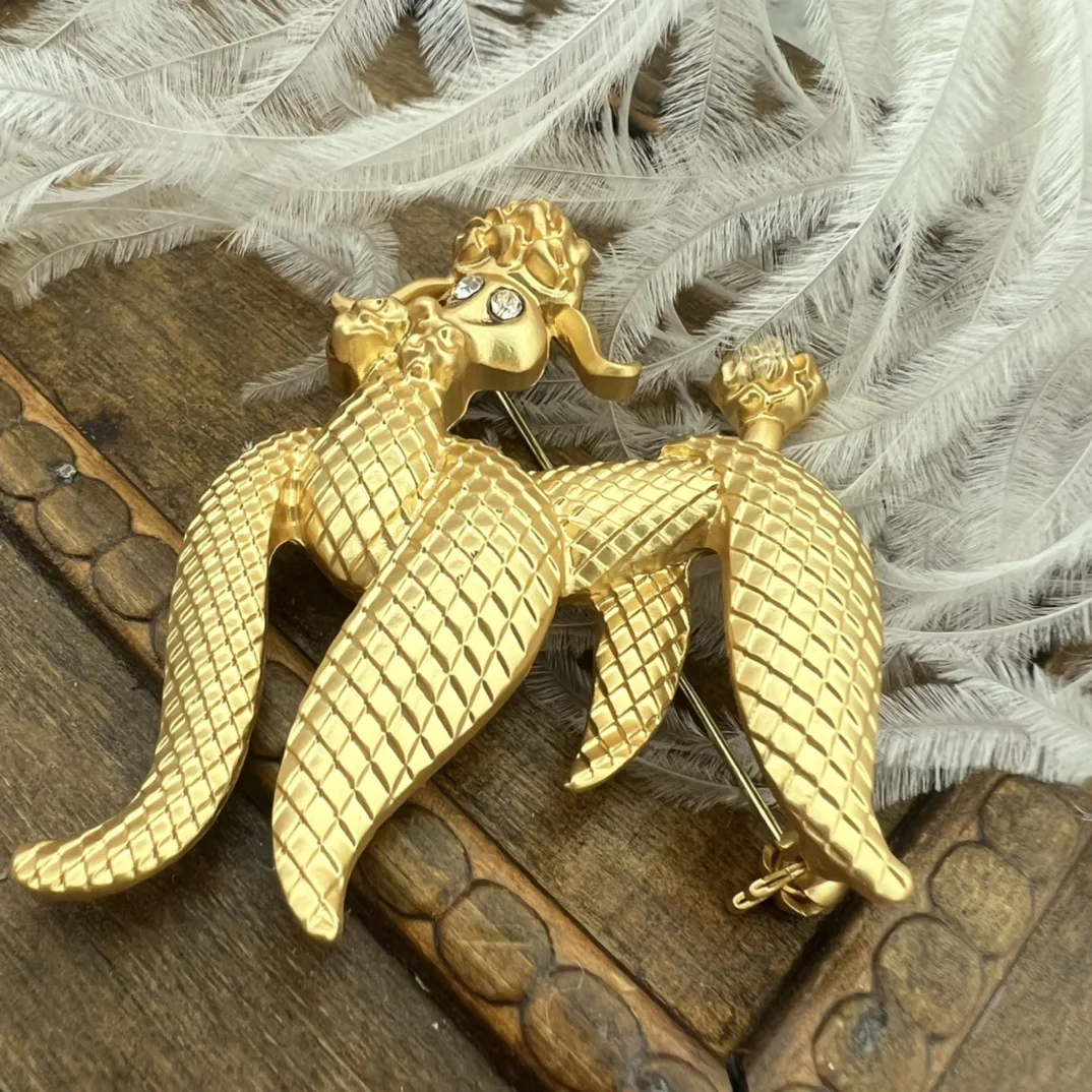 Medieval Vintage lady dog brooch