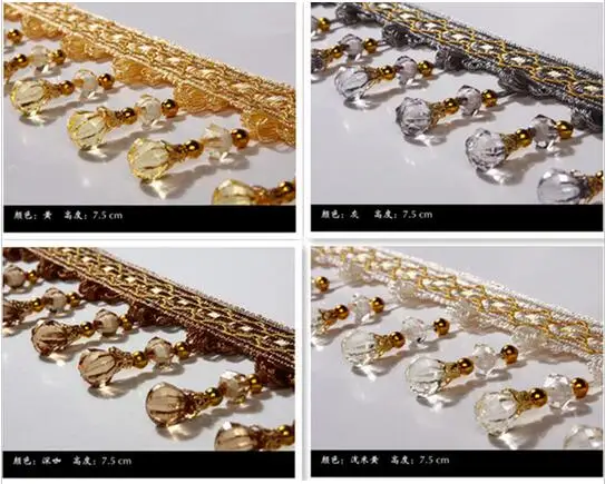 Lace Ribbon Lace Garment Accessories Lace Sewing Supplies Lace Decoration Lace Accessories Lace Sewing Accessories 12M Length Curtain Lace Width Tassel Fringe Trim pumpkin Crystal Beaded Ribbon For Sewing Curtain Accessorie Lace Decoration