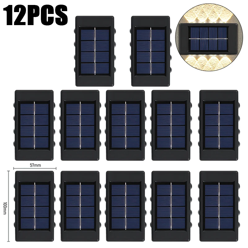 8 LED Solar Wall Lamp Outdoor Waterproof Solar Powered Light UP and Down Illuminate Home Garden Porch Yard Decoration solar led flood lights Solar Lamps