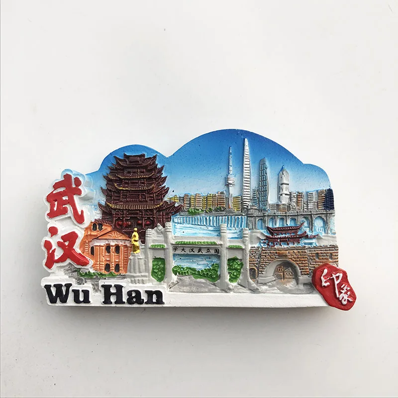 

Fridge Magnet New Personalized Wuhan Resin Decoration Craft Tourism Souvenir Message Sticker