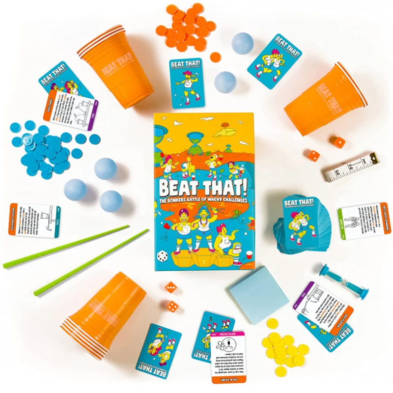 

Beat That! Card Game Anti Stress Comminicate Props Family Party Board Game Toy Parent-Child Interaction Challenge Puzzle Pinball