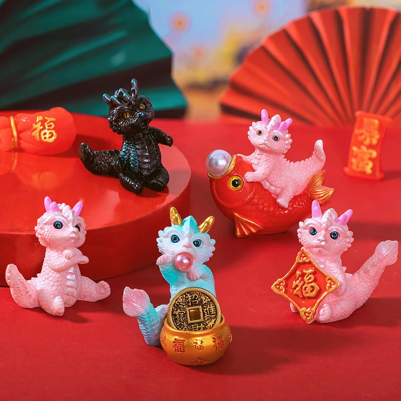 Cute Mini Dragon Figurine 2024 Year Of The Dragon Ornament Micro Landscape  Decoration Dollhouse Miniature Toy New Year Gifts