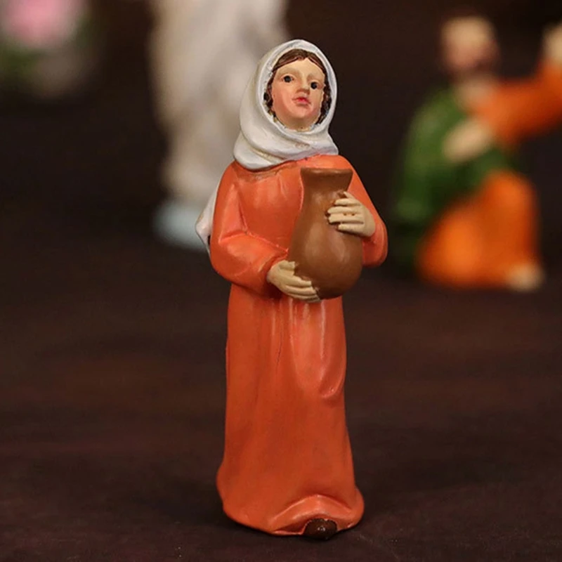 Easters Resurrection Scene Figurines Ornaments Set with LED Light for Festival Tabletop Display Christian Religious Gift 85AD