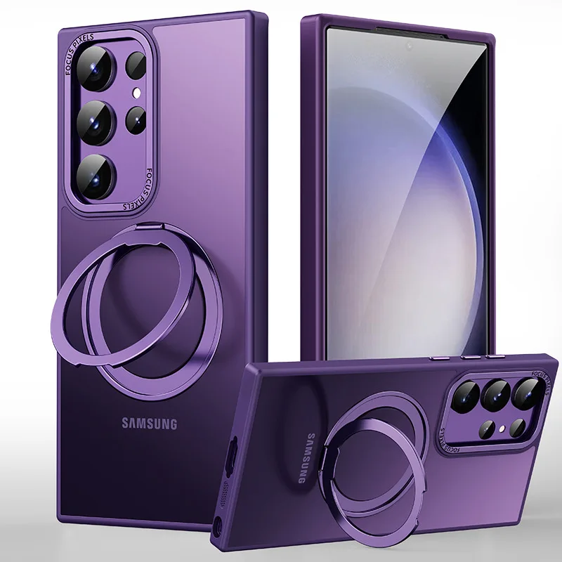 

Магнитные присоски, чехлы Magsafe для Samsung S23 Ulrta, чехол для телефона с поворотом на 360 градусов, S23, матовый защитный чехол S23Plus