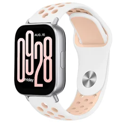 Breathable Sports Silicone Strap - 22mm/20mm Wristband for Width 22mm (White pink sand)