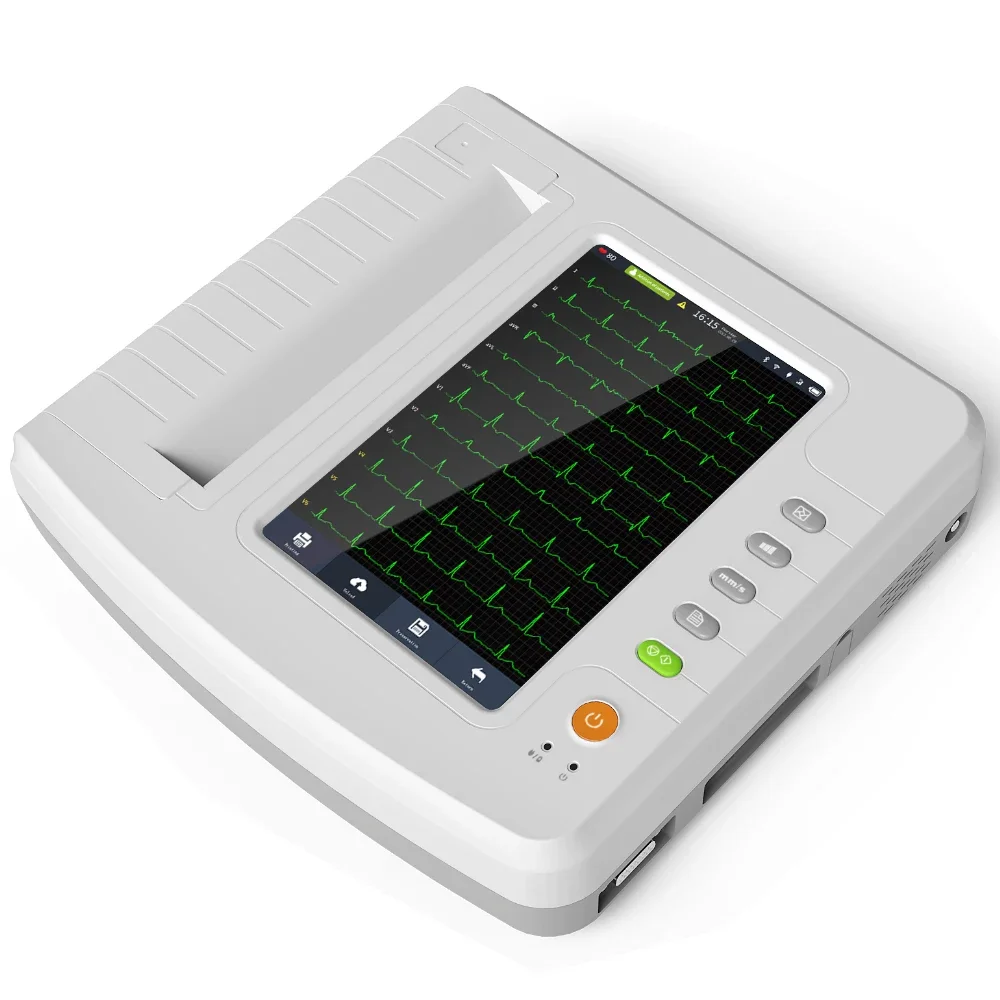 ECG1212G ECG Multi-Parameters 12-lead Electrocardiogram Multi-language Interface Measuring Diagnosing Automatically