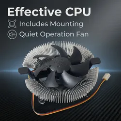 Universal High - Performance CPU Cooler with Heatsink Fan - NO RGB (Black)