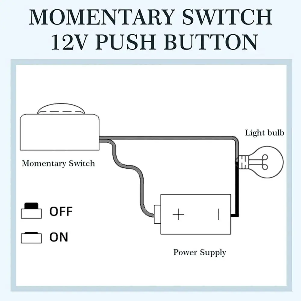 Push Button Switch Momentary On Off Black Plastic 12V 24V Surface Mount Mini