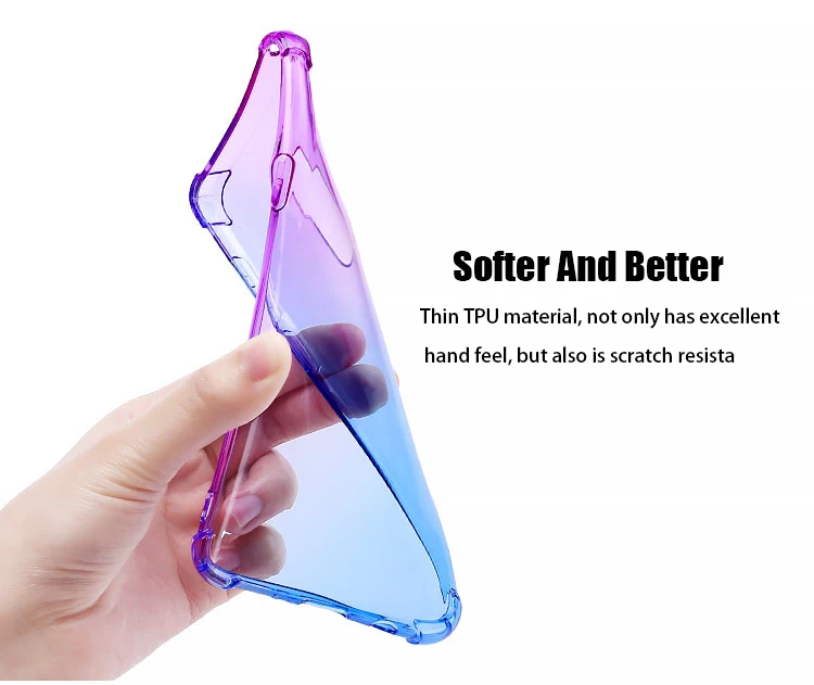 Rainbow Gradient Transparent Shockproof Silicone Case - Four Corner Protection