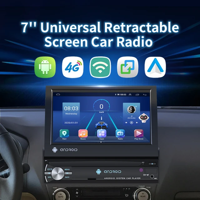 Hikity Car Radio 1 Din 7 Inch Retractable Screen Bluetooth Stereo Receiver  Multimedia Player For Nissan Toyota Lada Kia Suzuki - Car Multimedia Player  - AliExpress