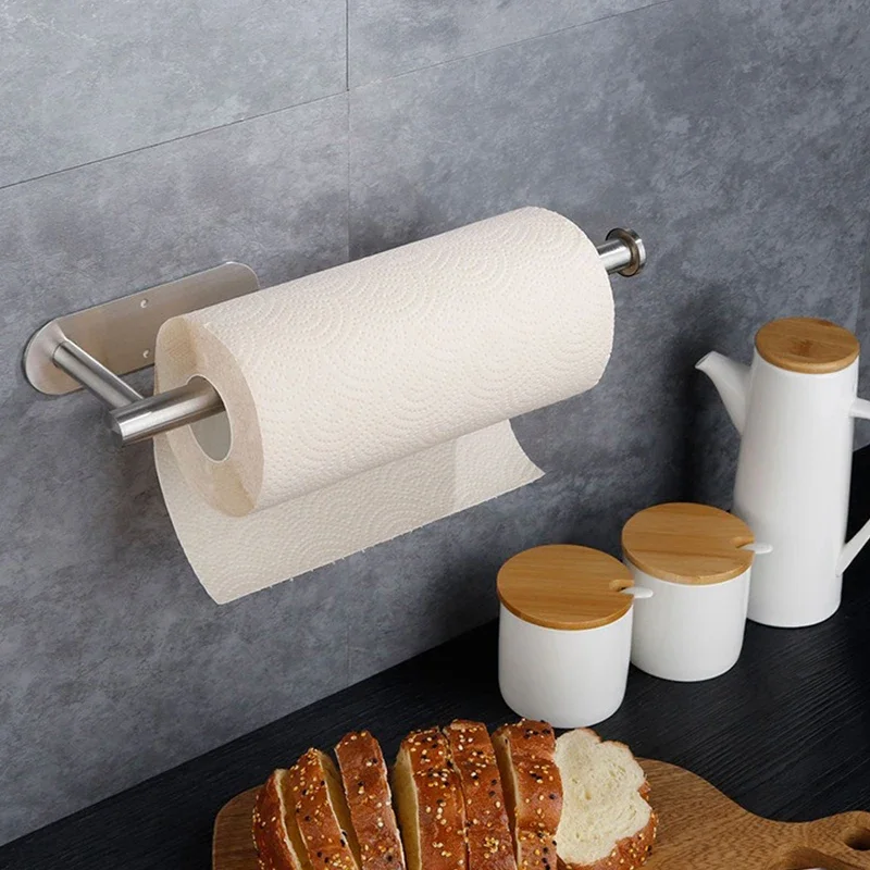 Toilet Paper Rack 1Pcs Bathroom Paper Towel Holder Stainless Steel Without Drilling Self Pasting Toilet Tissue Rack For Kitchen paper towel holder,towel rack,toilet paper holder,toilet paper rack,toilet roll holder,paper towel rack,tissue holder