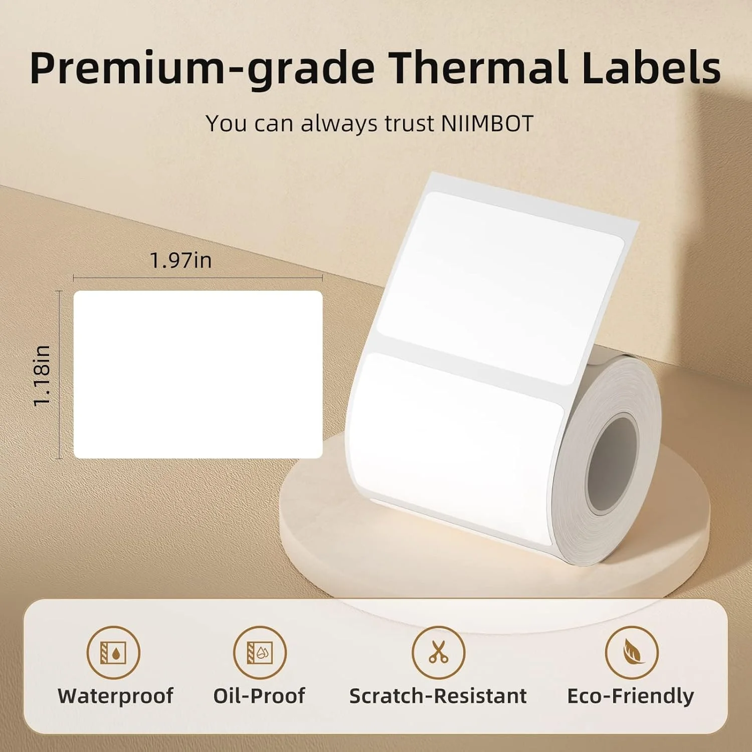 Niimbot 1Roll B1 White Sticker Paper Waterproof Adhesive Label White Anti-Oil For B1 B21 Mini Portable Thermal Printer Tape