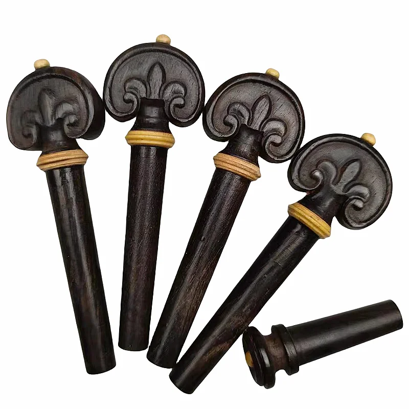 Kit Accessoires Violon En Bois De Jujubier - Cordier, Mentonnière, Chevilles, Embout, Pour Bricolage Et Remplacement
