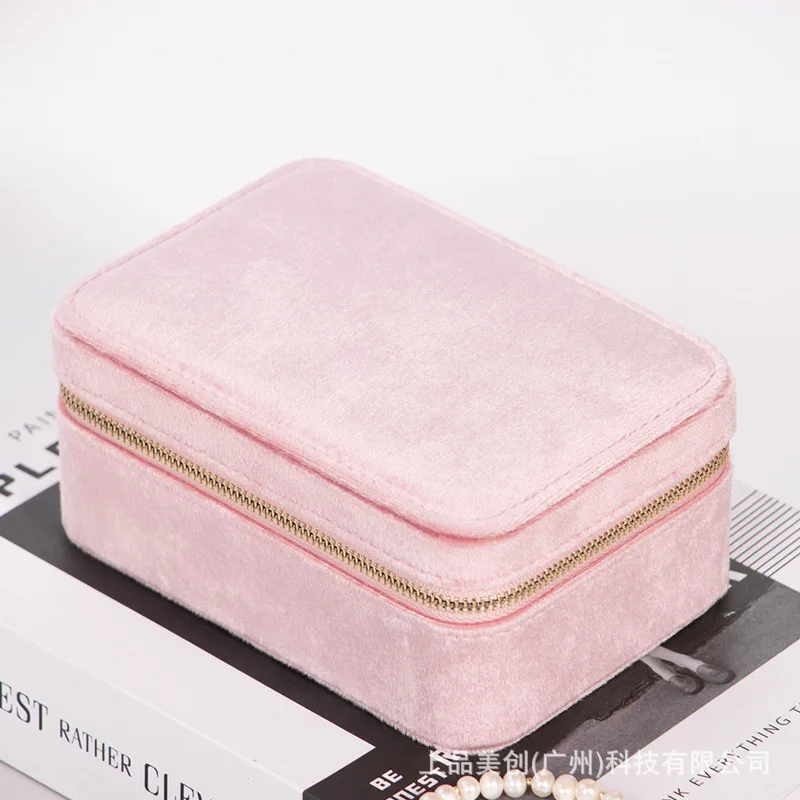 Velvet Rectangular Flannel Jewelry Storage Box Portable Jewelry Organizer Box Rings Earrings Necklace Display Jewelry Box