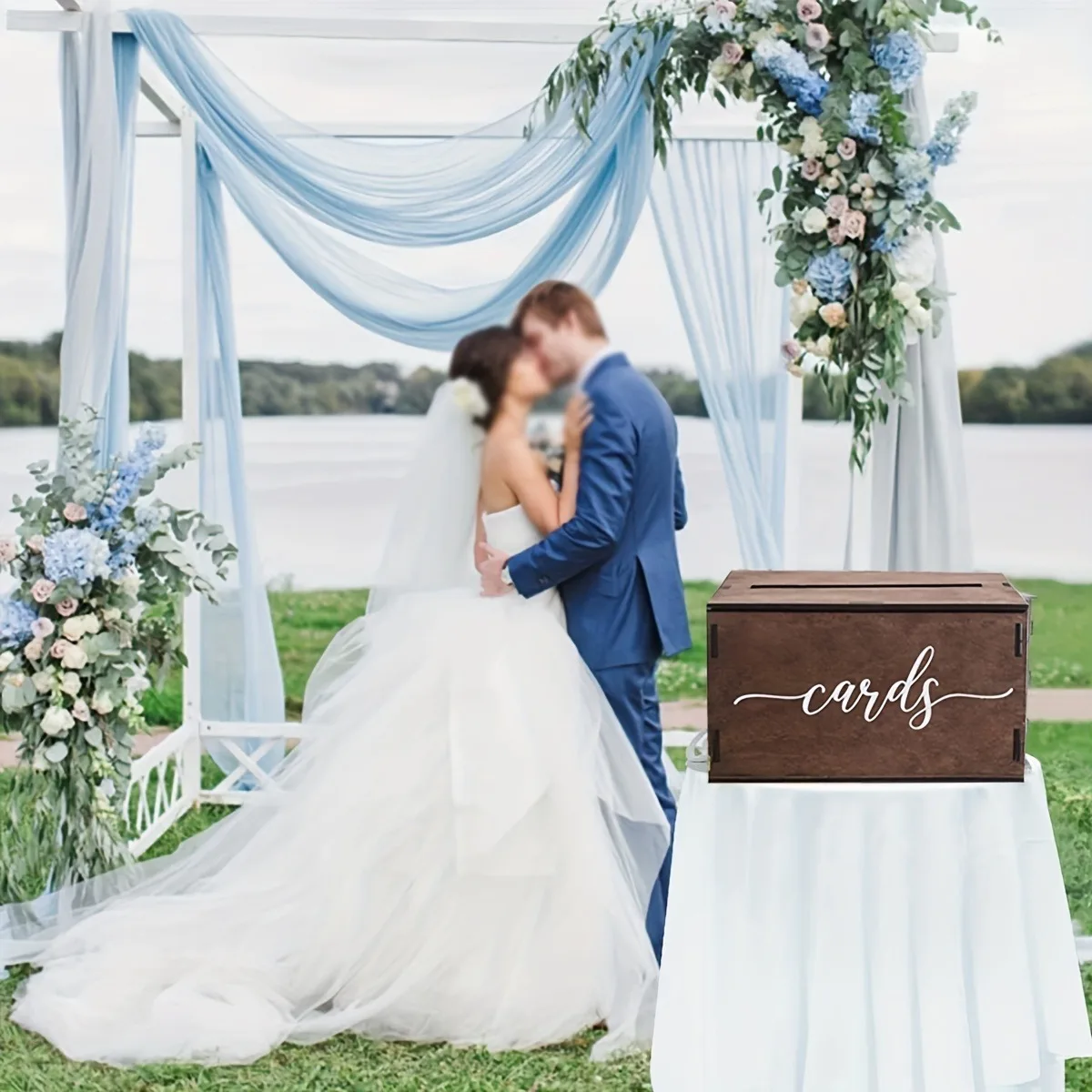 Description Picture 5 of item1 piece of 2024 wooden wedding card box with slot and lid, wedding gift and reception decoration, anniversary birthday party