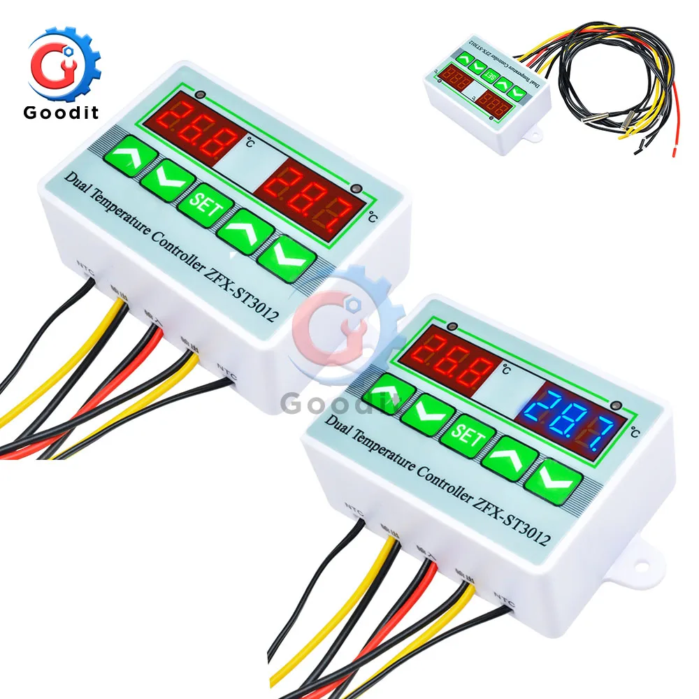 ZFX-ST3012 LED 디지털 디스플레이 온도 컨트롤러 지능형 디지털 듀얼 ..