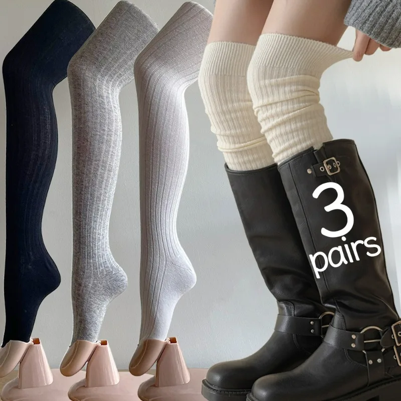 1/3Pairs Süße Über Knie Lange Socken Frauen Qualität Lange Oberschenkel Hohe Stricken Socken Plus Größe Socken Mode stricken Warme Strümpfe