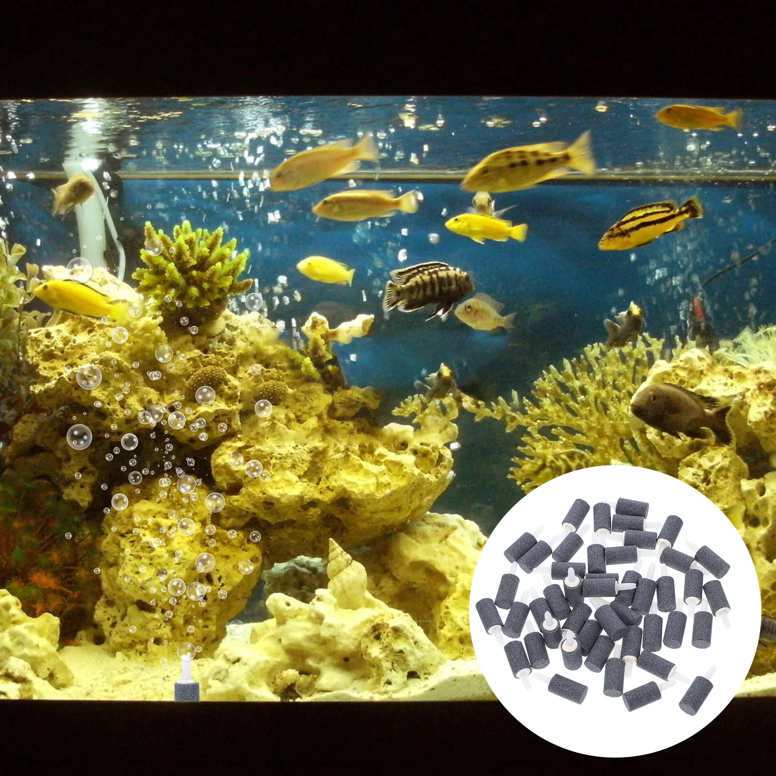 

50pcs Air Stone Aquarium Air Fish Tank Bubble Making Tool Aquarium Supply