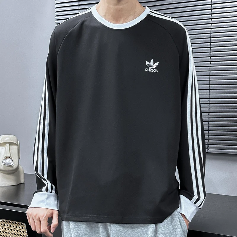 Adidas Hoodies Men and Women Oversize Regular Style Exercise Sweaters Embroidered Round Neck