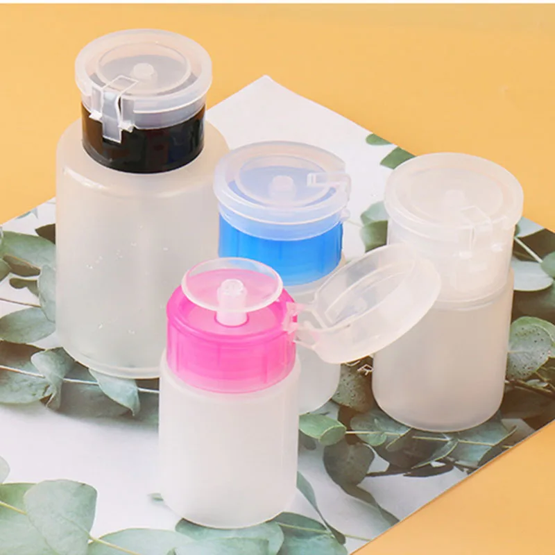 Pump Dispenser 60ml 180ml 200ml Nail Polish Remover Bottle Push Down Empty Lockable Pump Dispenser Bottle for Nail Polish and Makeup Remover