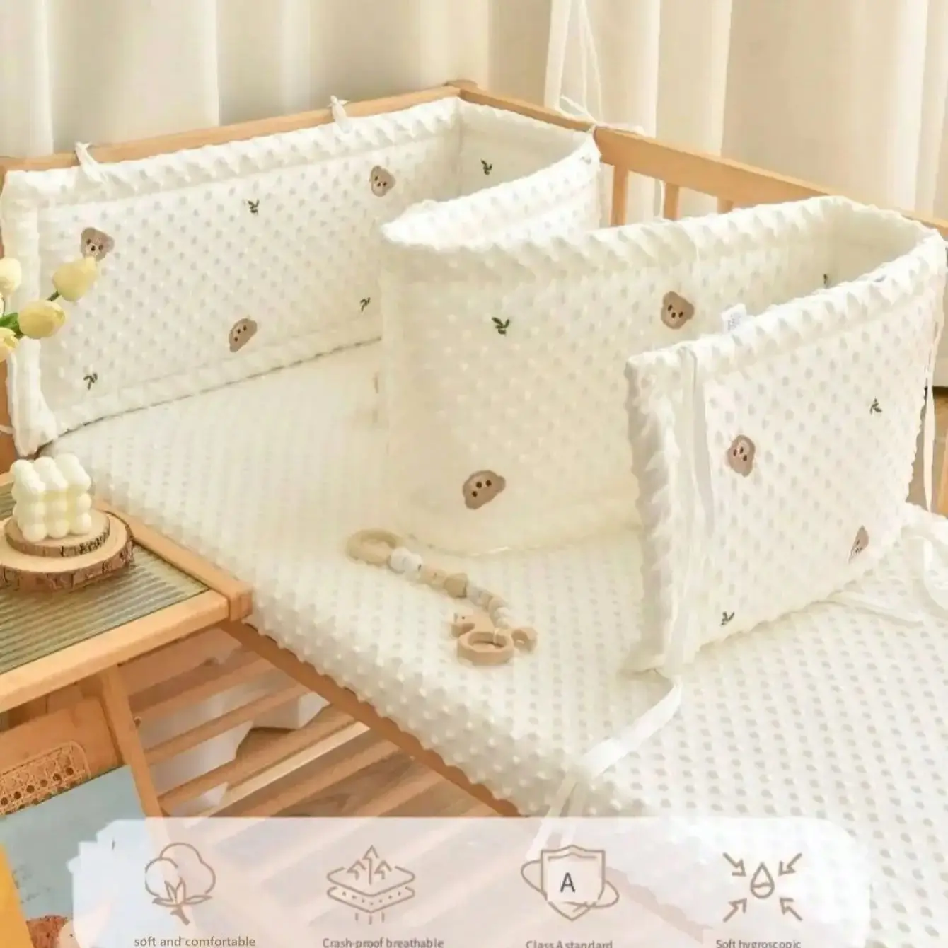 Baby Bed Bumper In The Crib Thick Soft Cot Protection Detachable Cradle Protector Children Room Decoration Baby Bed Bumper Crib - 4