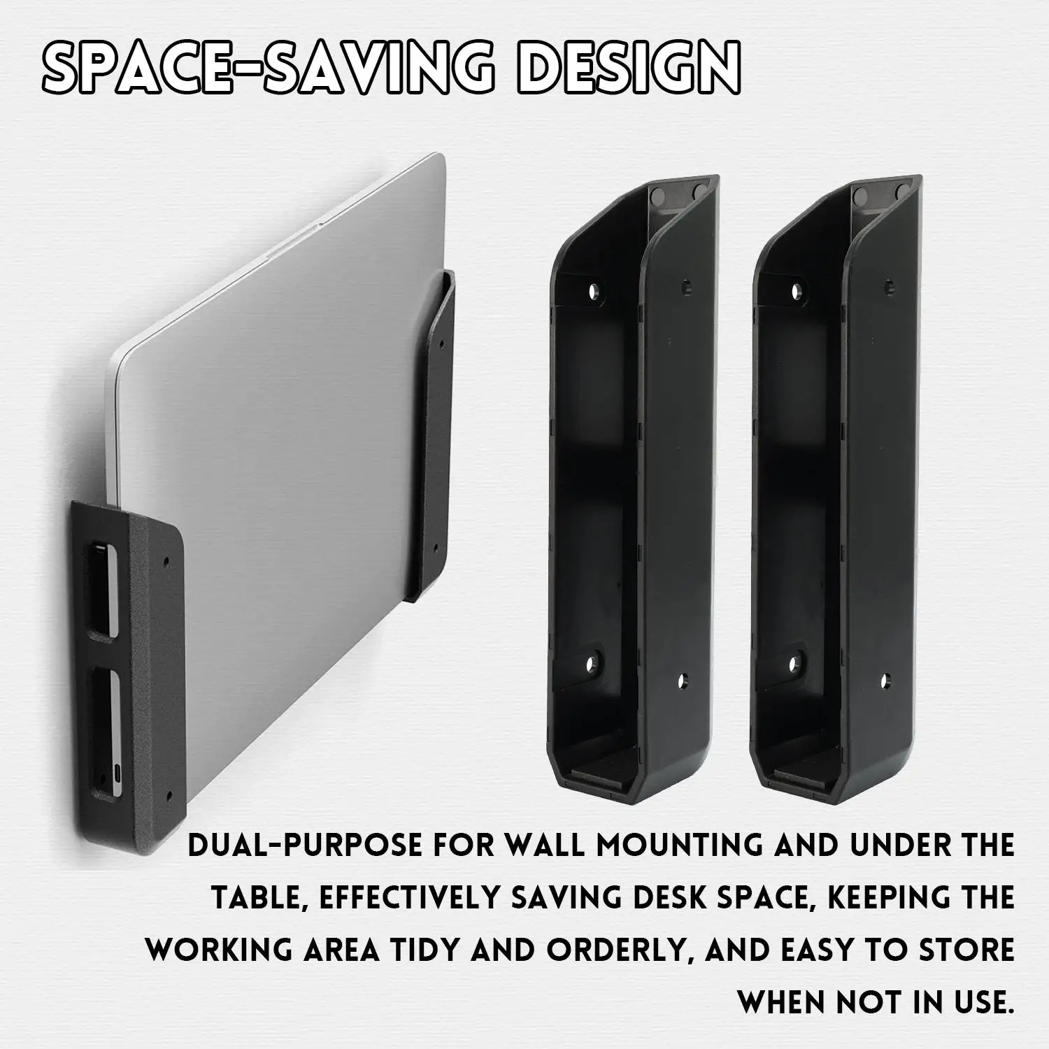 책상 아래 노트북 스탠드 마운트, 벽걸이형 노트북 홀더 (나사 포함), 10-17인치 태블릿용 하드 마운팅 브래킷 (아이패드, 맥북용)