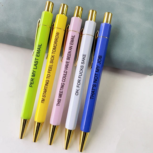 New 5Pcs Push Type Pen Creative Funny Offensive Pen Shit-show Pens