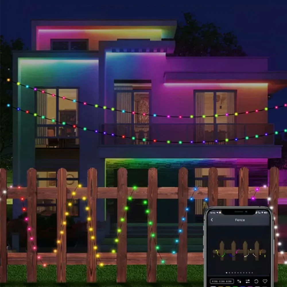 WS2812B RGBIC LED 스트링 5m-20m 파티 크리스마스 조명, 드림 컬러, WS2812 주소 지정 가능, 개별 스트링, 야외 방수, 5V