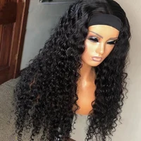 Headband Wigs Human Hair 28 30 32 Inch Water Wave Wigs 100% Real Hair Curly wig None Lace Front Wigs Full Machine Made Wigs 1