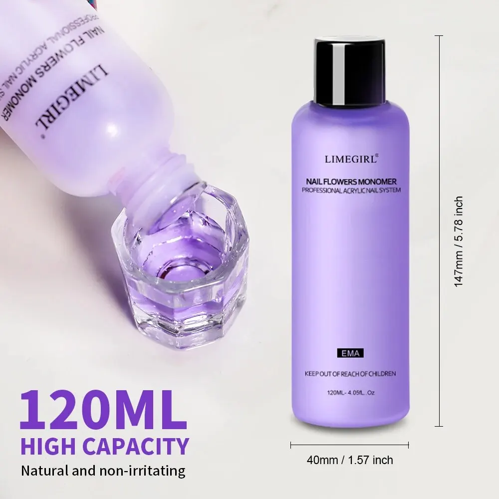 Nail Powder Manicure Tools Nail Acrylic Liquid Acrylic Nail Powder Nail Tools 120ml/240ml Acrylic Liquid Crystal Nail Supplies Comes With Professional Dipping Carving Nail Art Extension Acrylic Powder Brush