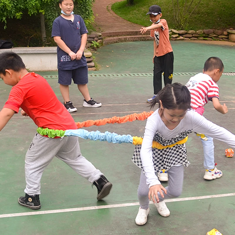 Outdoor-Gruppenspiele für Erwachsene und Kinder Elastisches Fleece-Kooperatives Dehnbares Band Sensorische Integrationsspielzeuge Teambuilding-Aktivitäten – Detail 3