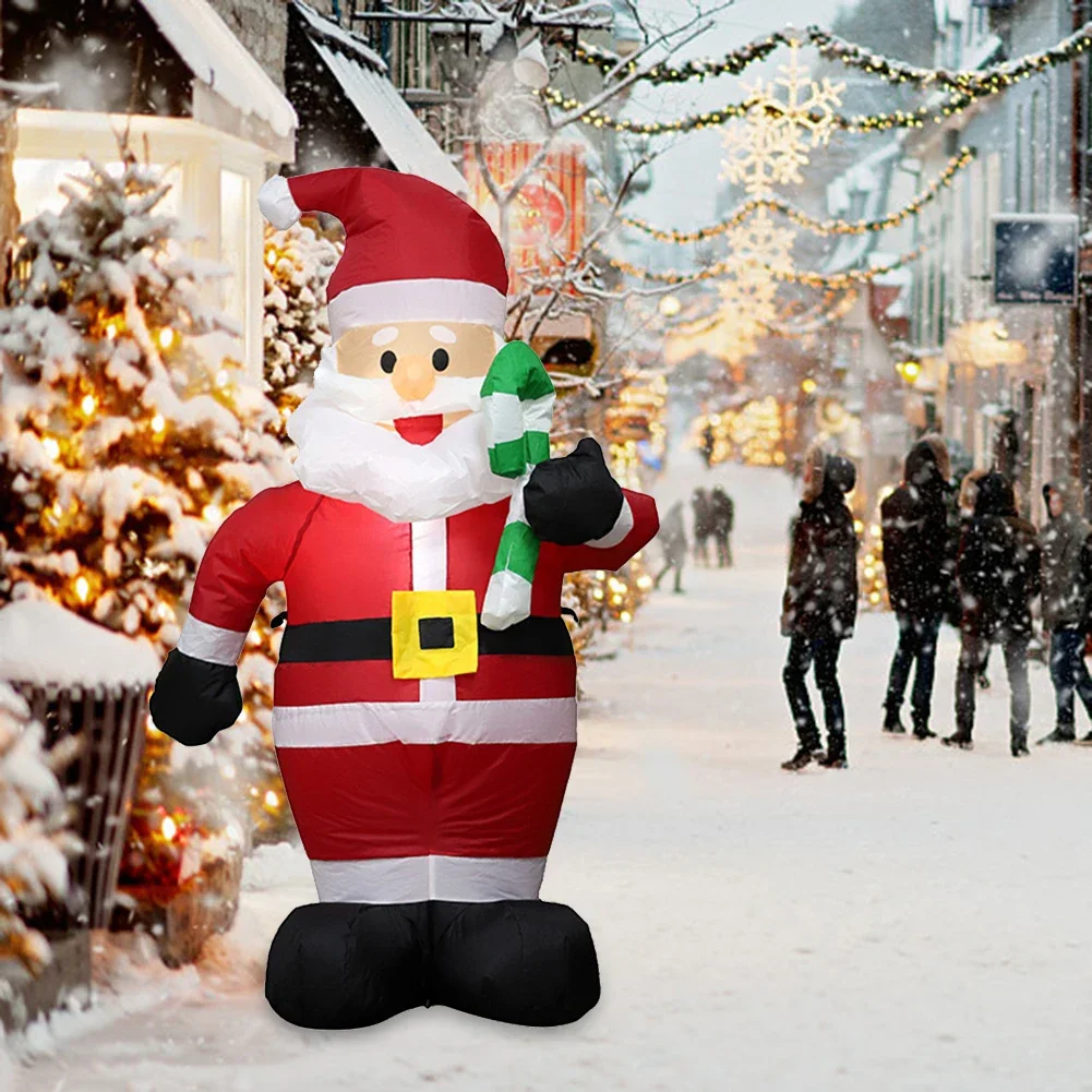 1.2M Christmas Decoration Crutch Santa Claus Inflatable Toy with LED Lights Outdoor Inflatable Model Ornament Party Garden Decor inflatable decoration toy