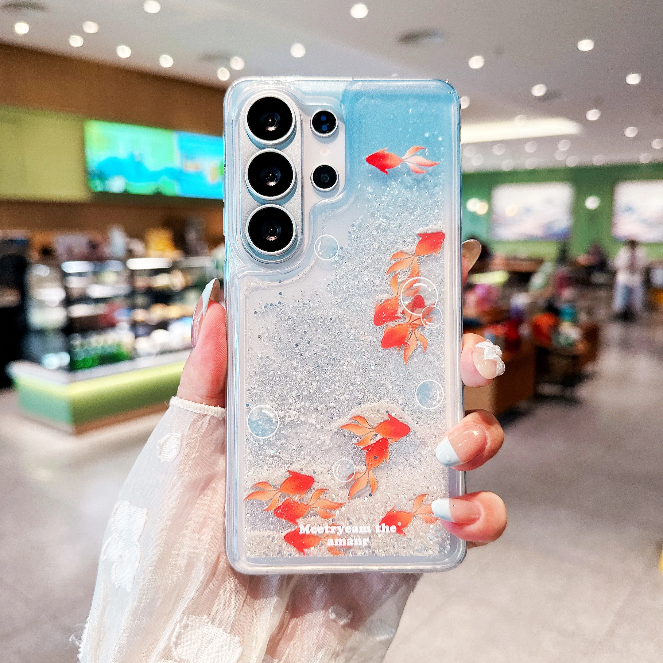 3D Goldfish Bling Liquid Quicksand Shockproof Phone Case