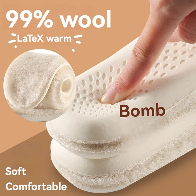 Genuine Wool Insoles for Winter Shoes Man Woman High Elastic Latex Sole Thick Cashmere Thermal Shoe Insoles With Arch Support 4