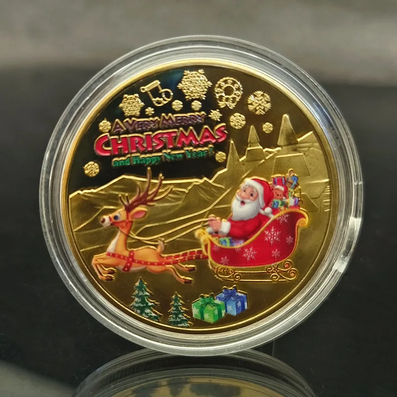 Merry Christmas Wishing Coins Metal Commemorative Coins Products Kids Christmas Gift Thoughtful Xmas Eve Present Navidad Natal