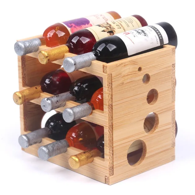 Dollhouse Mini Wine Rack 1set Wooden Drink Rack Model 1/6 Toys Simulation Kitchen Scene Miniature Scale Decoration Home Decor