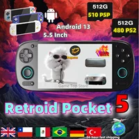 Портативная игровая консоль Retroid Pocket 5, видеоплеер, ретро Android 13 RP5, 5,5-дюймовый OLED-сенсорный экран, Wi-Fi, Bluetooth, PSP, PS2, подарок