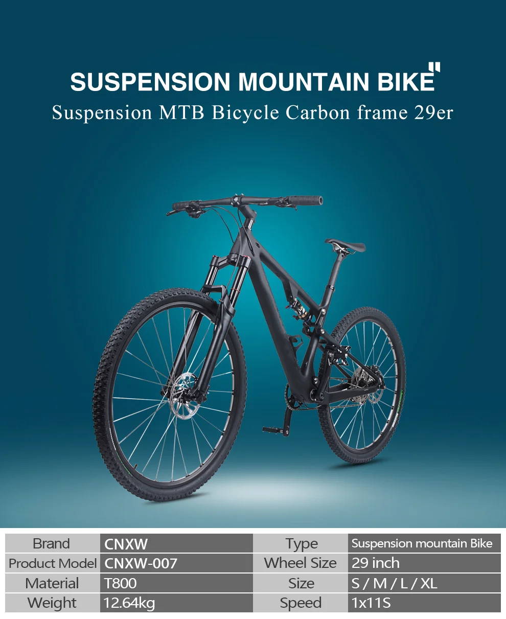 New Full Carbon Mountain Bicycle 29er Axle Thru Frame 11*1 Speed T800 MTB Bike 