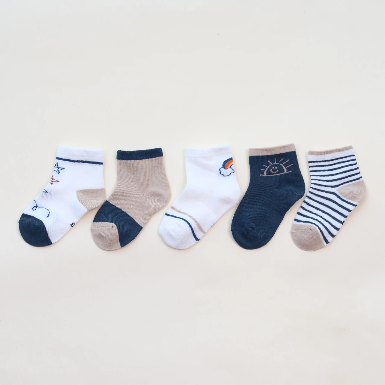 5 Pairs Summer Cotton Socks for Boy Girl Cute Cartoon Thin Breathable Baby Middle Tube Socks Fashion Stripe Kids Socks 0-3 Years 4