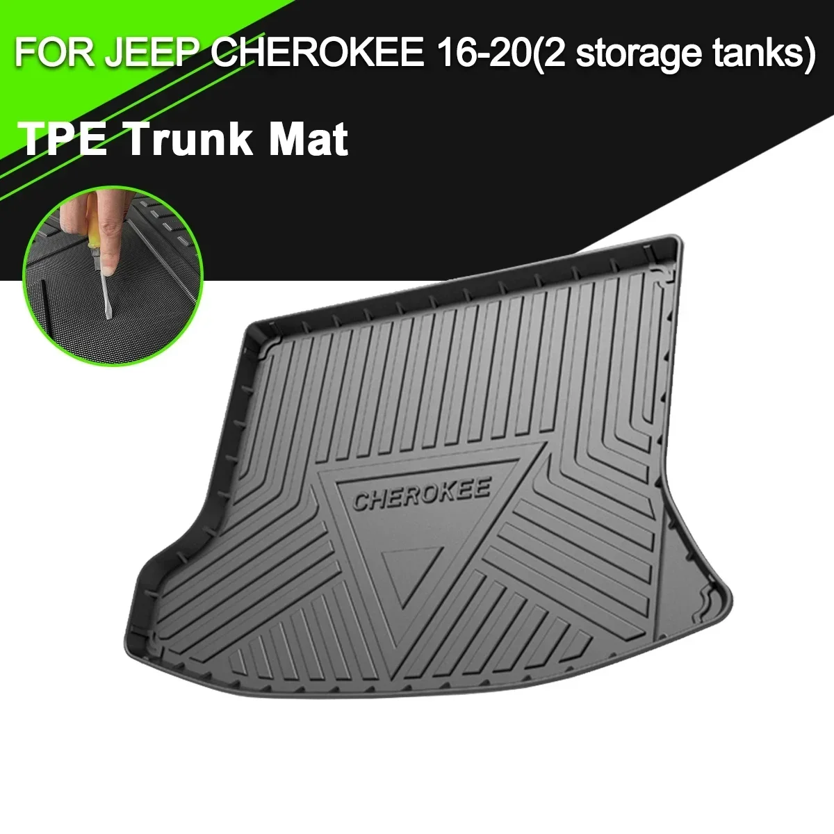 

Car Rear Trunk Cover Mat Rubber TPE Non-Slip Waterproof Cargo Liner Accessories For Jeep Cherokee 2016-2020 2 Storage Tanks