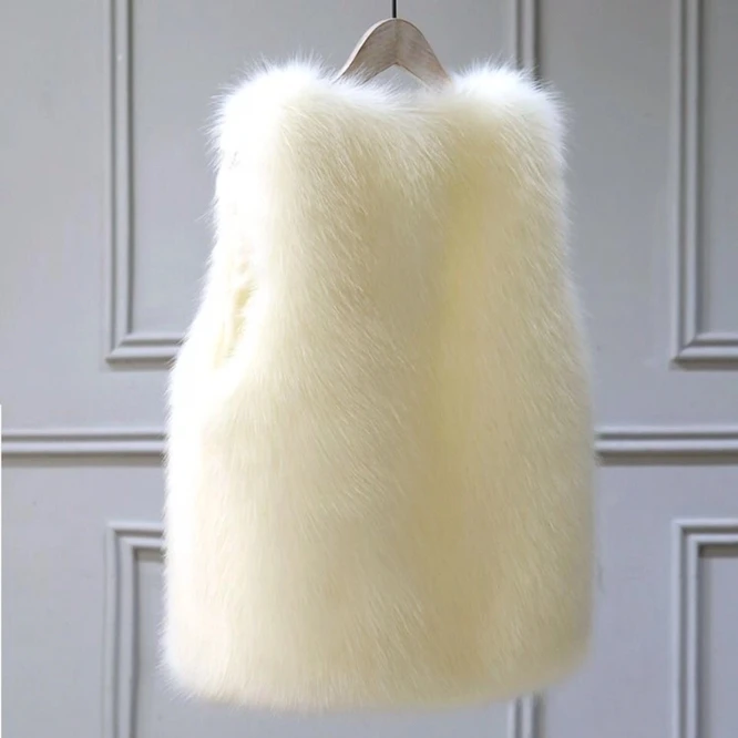 womens long black puffer coat Autumn and Winter 2021 New Imitation Fox Fur Grass Vest Women's Middle Long Coat Imitation Fur Fur Vest Shoulder White black puffer Coats & Jackets