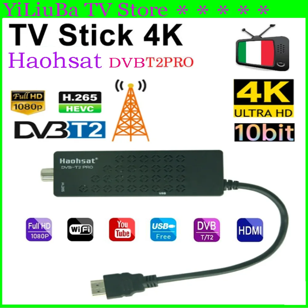 

[Подлинный] глобальная Лидер продаж Haohsat TV Stick 4K HEVC DVB-T2 Pro DVB цифровой наземный декодер DVB T2 TV HD тюнер H.265 WIFI