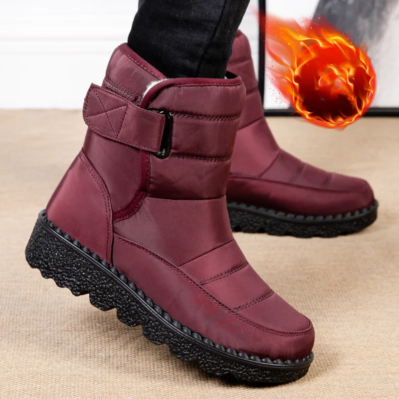 Women's Snow Boots Warm Non-Slip Waterproof Ankle Boots Women's Casual Flat Boots Women's Fur Shoes Botines De Mujer  Plus Size