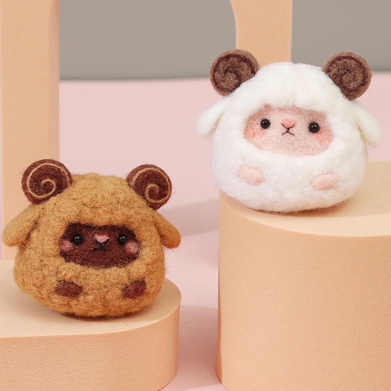 Sheep Wool Felt DIY Handmade Material Package Cartoon Handmade Festival Craft Funny Poke Poke Craft Felting Starter Kits Gift