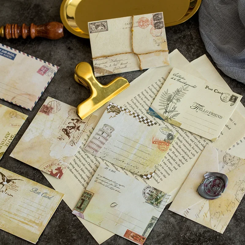 Kraft Paper Envelopes Mailing Envelopes Mini Envelopes Window Envelopes Gift Card Envelopes 12pcs/set Antique Mini Envelopes Cute Postcard Greeting Card Cover DIY Wedding Party Invitation Gift Packaging Envelopes Office