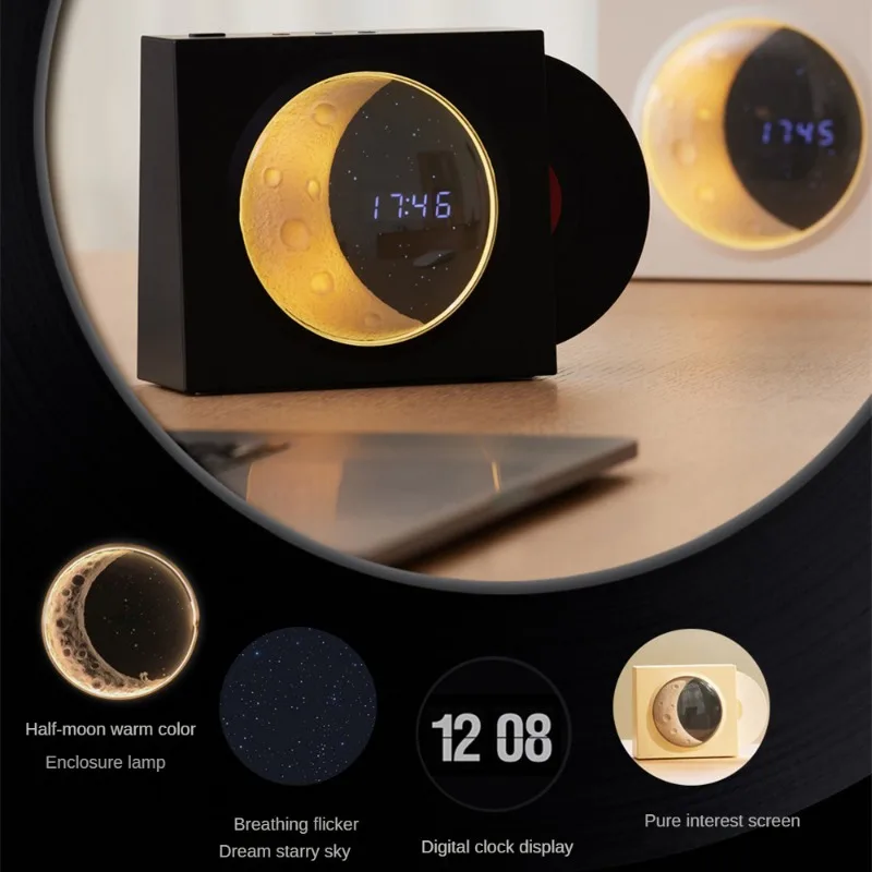 Rotating Vinyl Record Wireless Speaker Alarm Clock Audio Outdoor Bedroom Luxury Speaker Mini Subwoofer