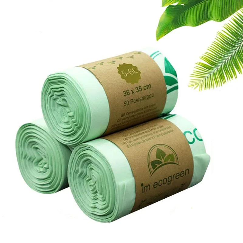Eco-Friendly Biodegradable Garbage Bags - 50 Pack of Durable, Tear-Resistant Compostable Bags (Multiple Sizes)