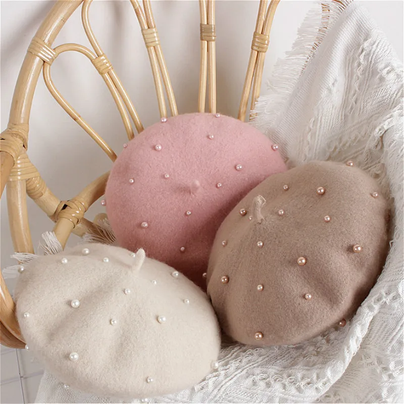 Baby Hat Knit Hat Baseball Cap Kids Bucket Hat Kids Sun Hat Fashion New Princess Kids Girls Caps Berets Lovely Pearl Beanies Hats Spring Autumn Winter Toddler Girls Hats toddler girl