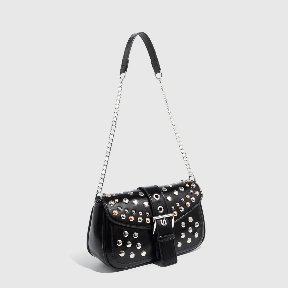 Rivets Design PU Leather Shoulder Bags for Women 2025 Y2K Fashion Luxury Underarm Bag Female Handbags and Purses