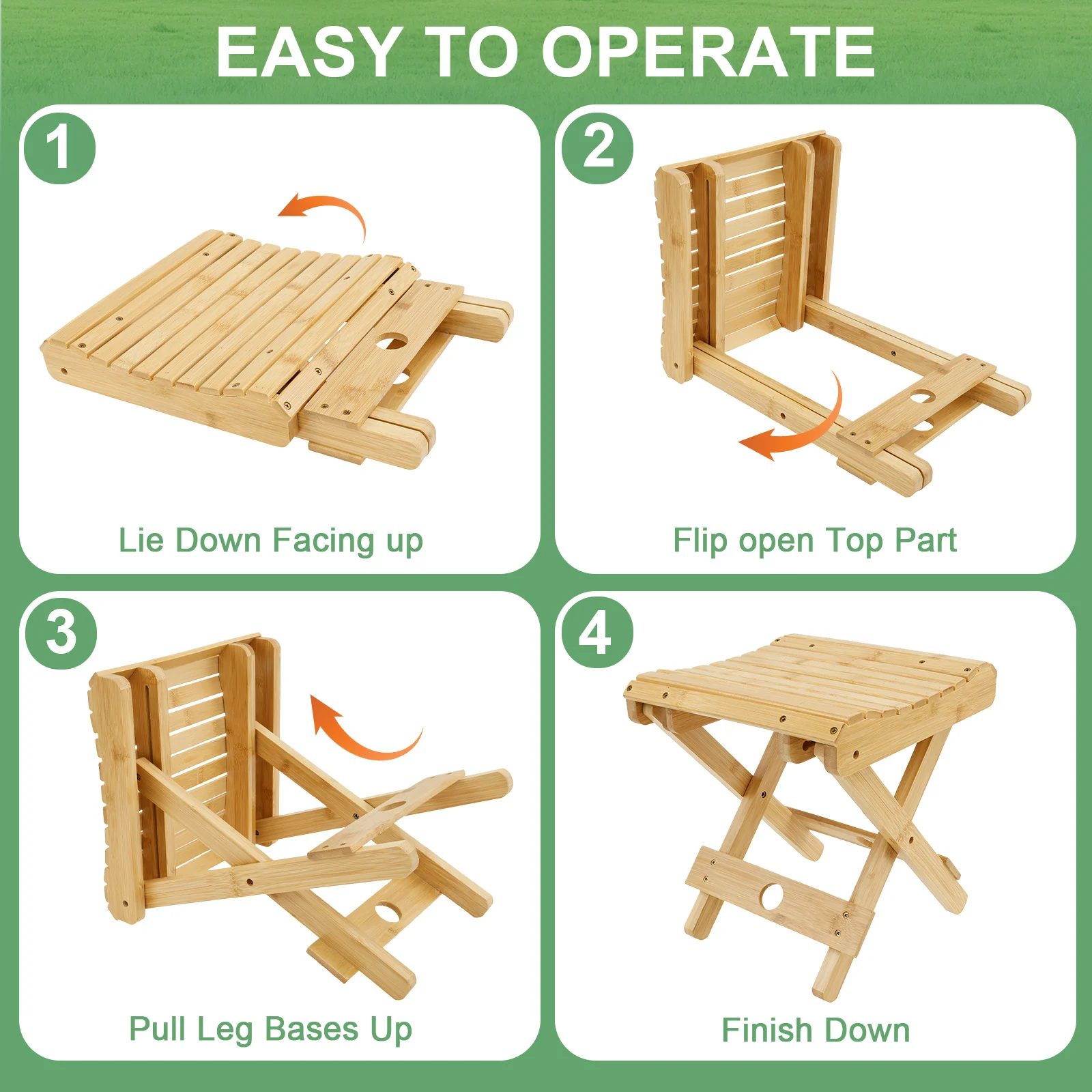 Portable Folding Stool Multi Purpose Bamboo Non-Slip Footstool For Home Bathroom Outdoor Camping Leisure Fishing Stool